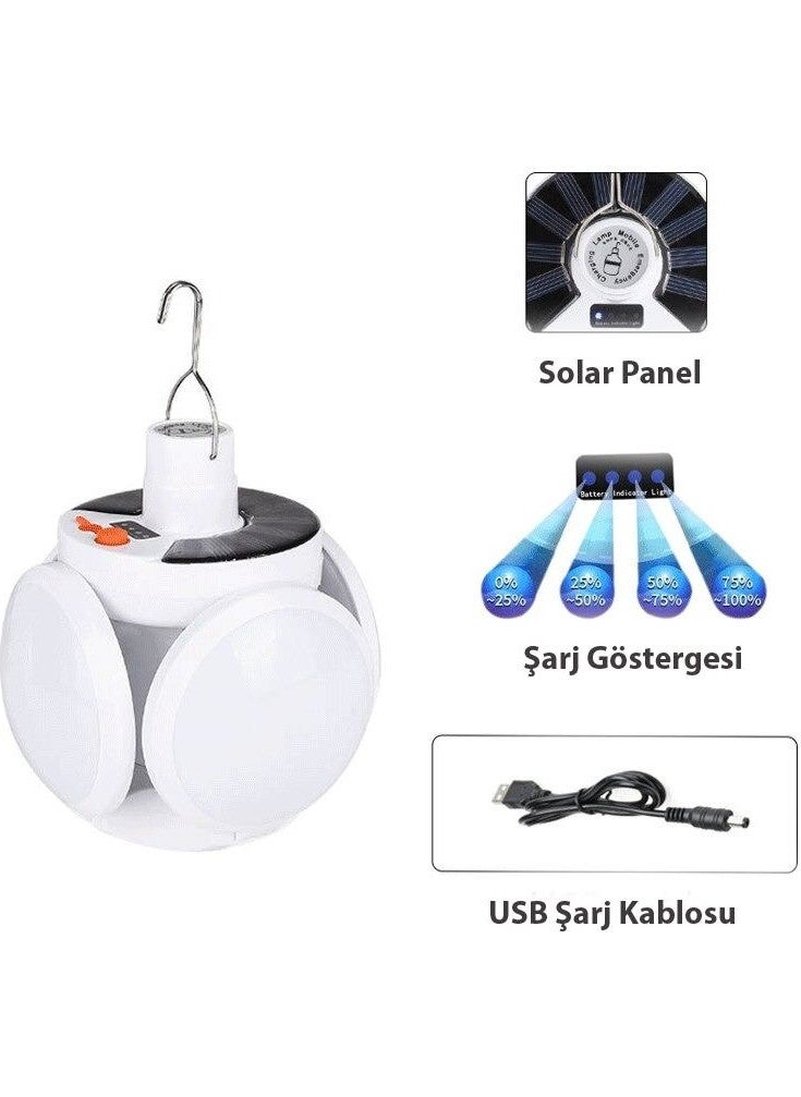 Technosmart Solar Energy and USB Rechargeable 5 Blade Garden Lighting LED Hanging Practical Camping Lamp  - Image 3