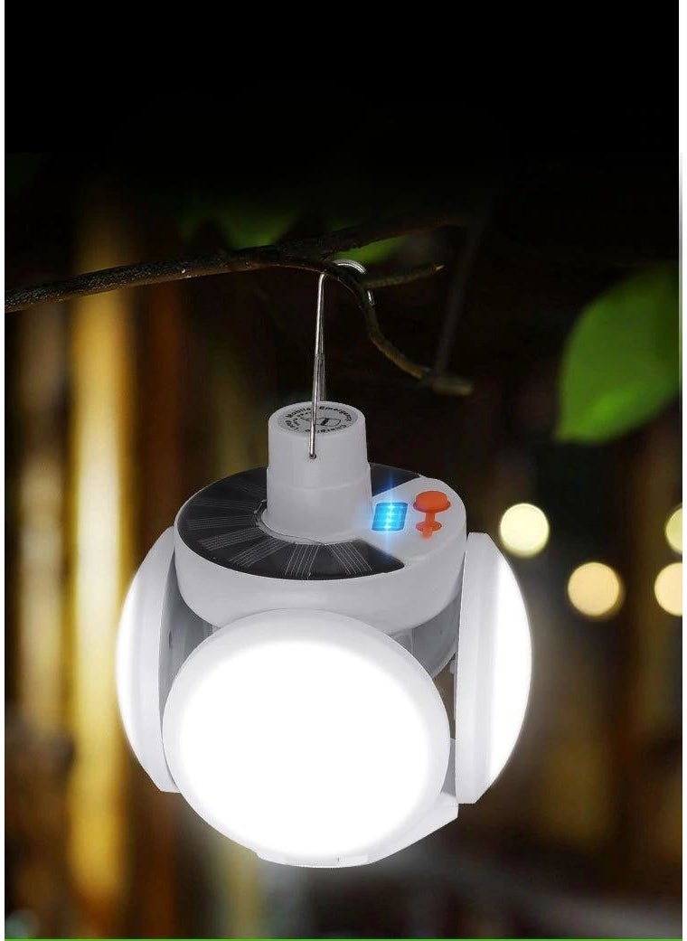 Technosmart Solar Energy and USB Rechargeable 5 Blade Garden Lighting LED Hanging Practical Camping Lamp  - Image 1
