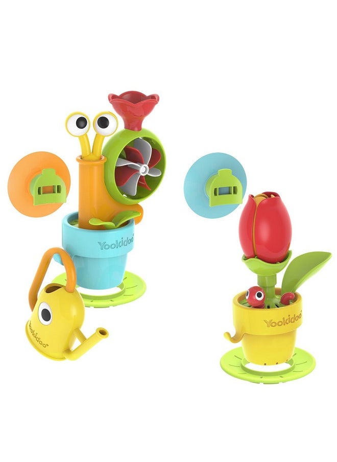 Yookidoo Yookidoo Toddler Baby Bath Toy (Ages 1-3) Garden Adventure Set Bundle: Snail & Flower with Watering Can (Mold Free) Attach to Any Tub or Shower Fun for Bath Time - Great for Boys , Girls , & Kids  - Image 5