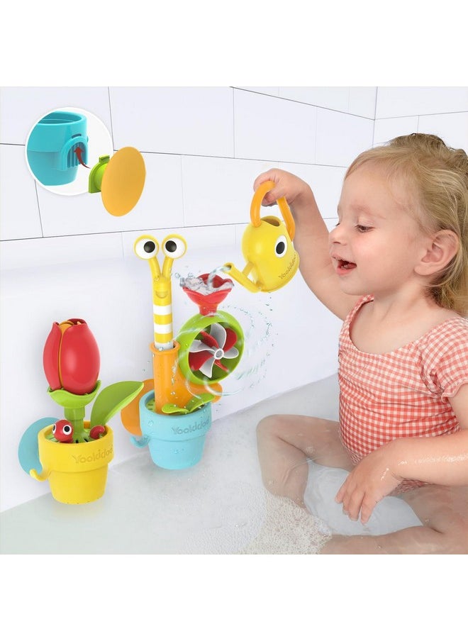 Yookidoo Yookidoo Toddler Baby Bath Toy (Ages 1-3) Garden Adventure Set Bundle: Snail & Flower with Watering Can (Mold Free) Attach to Any Tub or Shower Fun for Bath Time - Great for Boys , Girls , & Kids  - Image 2