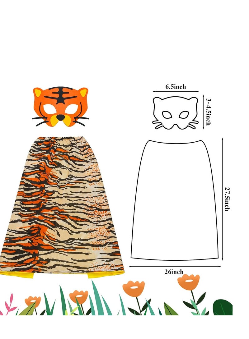 كابتن تيك Tiger Costume Kids Skin Print Animal Cape and Mask for Dress Up Birthday Party Gifts Jungle Theme Supplies Stage Performance - Image 5