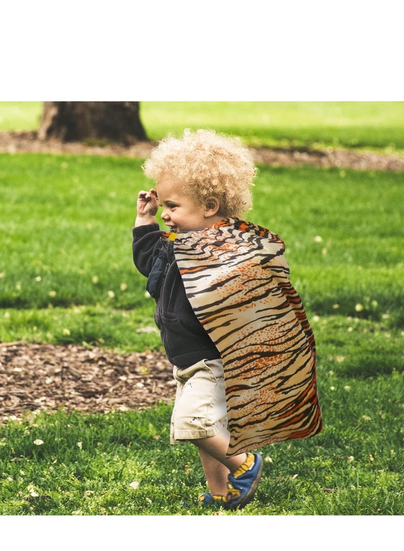 كابتن تيك Tiger Costume Kids Skin Print Animal Cape and Mask for Dress Up Birthday Party Gifts Jungle Theme Supplies Stage Performance - Image 4