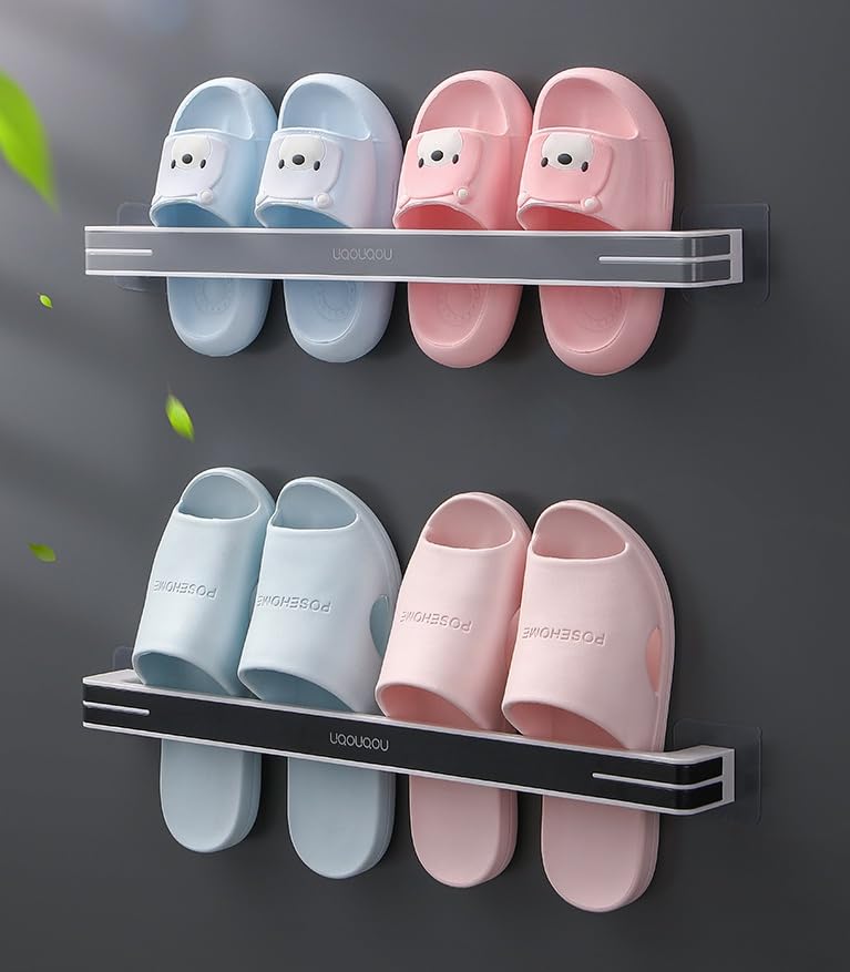 ONPRIX Onprix WallMounted Bathroom Slipper Rack No Punching Toilet Shoe Rack Space Saving Shelf Bathroom Hanging Slippers Bracket Black Color  - Image 5