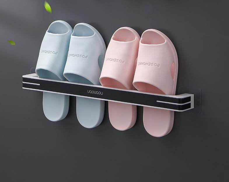ONPRIX Onprix WallMounted Bathroom Slipper Rack No Punching Toilet Shoe Rack Space Saving Shelf Bathroom Hanging Slippers Bracket Black Color  - Image 4