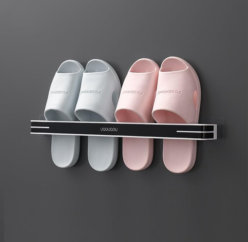 ONPRIX Onprix WallMounted Bathroom Slipper Rack No Punching Toilet Shoe Rack Space Saving Shelf Bathroom Hanging Slippers Bracket Black Color  - Image 1