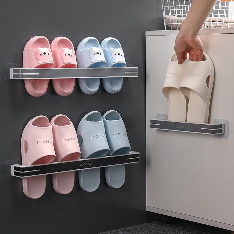 ONPRIX Onprix WallMounted Bathroom Slipper Rack No Punching Toilet Shoe Rack Space Saving Shelf Bathroom Hanging Slippers Bracket Black Color  - Image 3