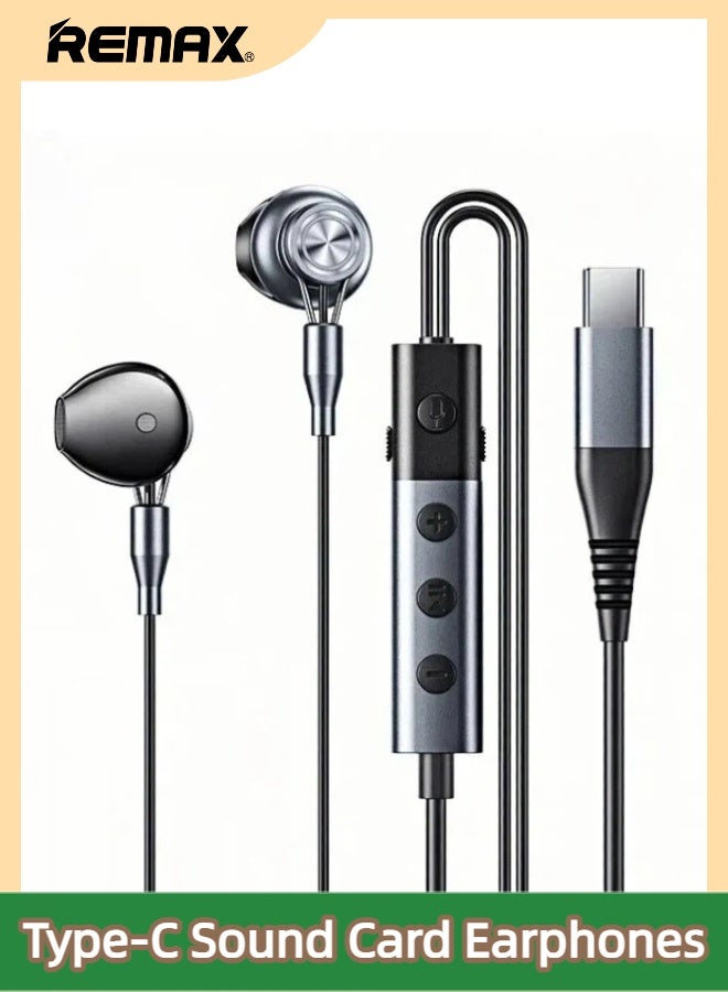 REMAX RM-707a Smart Sound Card Wired Earphones, Type-C Connector, In-Ear Design, Voice Changer, Built-In HD Stereo Microphone, HiFi Sound Quality, Volume Control, 1.5m USB-C Cable Length, Suitable For Music/Calls/Games/Live Streaming/TikTok/YouTube, Black. - Image 1