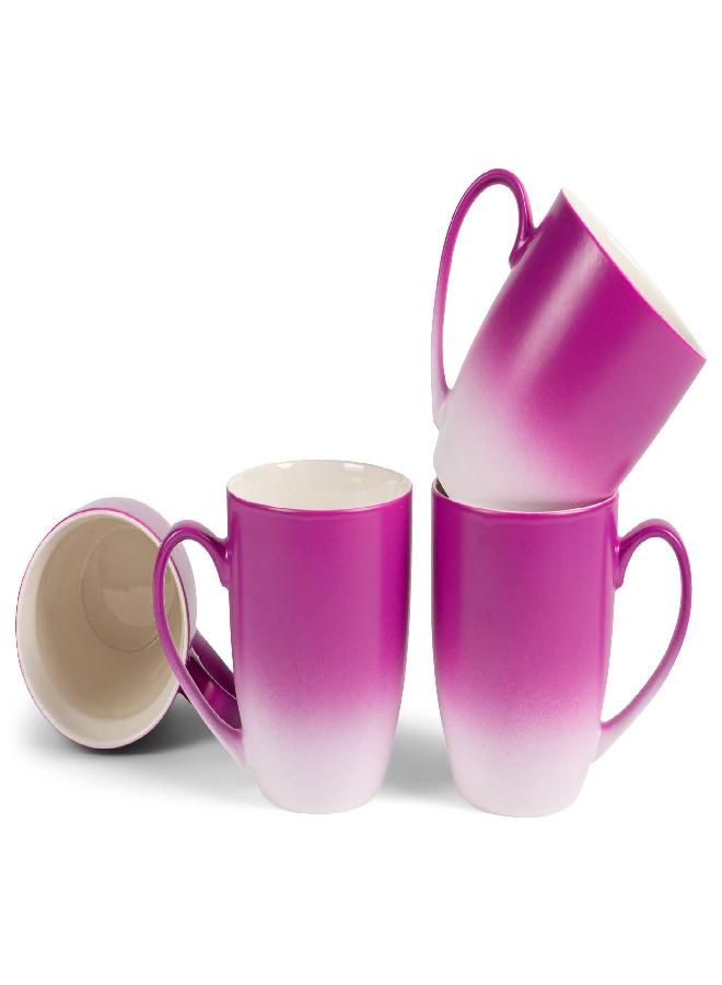 Elanze Designs Magenta White Two Toned Ombre Matte 12 ounce Ceramic Stoneware Coffee Cup Mugs Set of 4 - Image 1