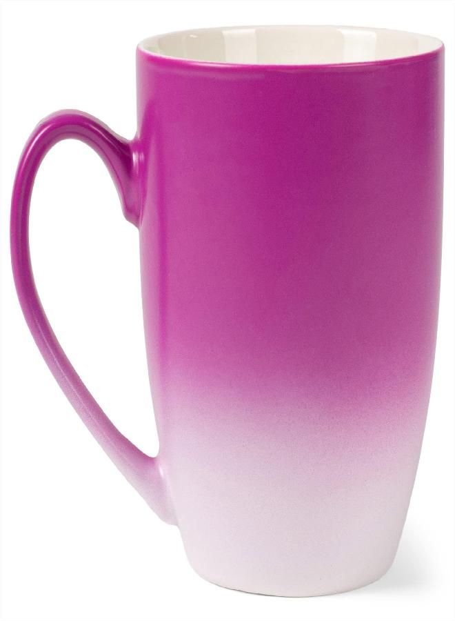 Elanze Designs Magenta White Two Toned Ombre Matte 12 ounce Ceramic Stoneware Coffee Cup Mugs Set of 4 - Image 2