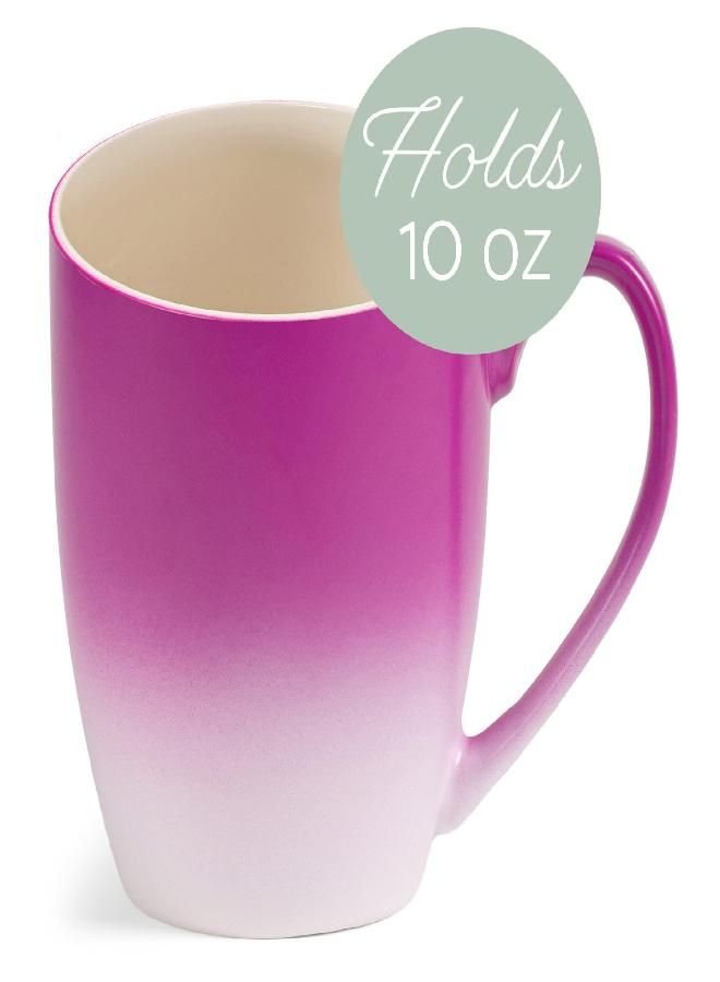 Elanze Designs Magenta White Two Toned Ombre Matte 12 ounce Ceramic Stoneware Coffee Cup Mugs Set of 4 - Image 3