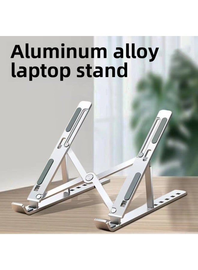 Laptop Stand Multi-level Folding Portable Base Heat Pad High Bracket Aluminum Alloy Desktop Stable Computer Stand-Color:Double Gear Black [2 Pack - Free Spare Traceless Nano Glue] - Image 2