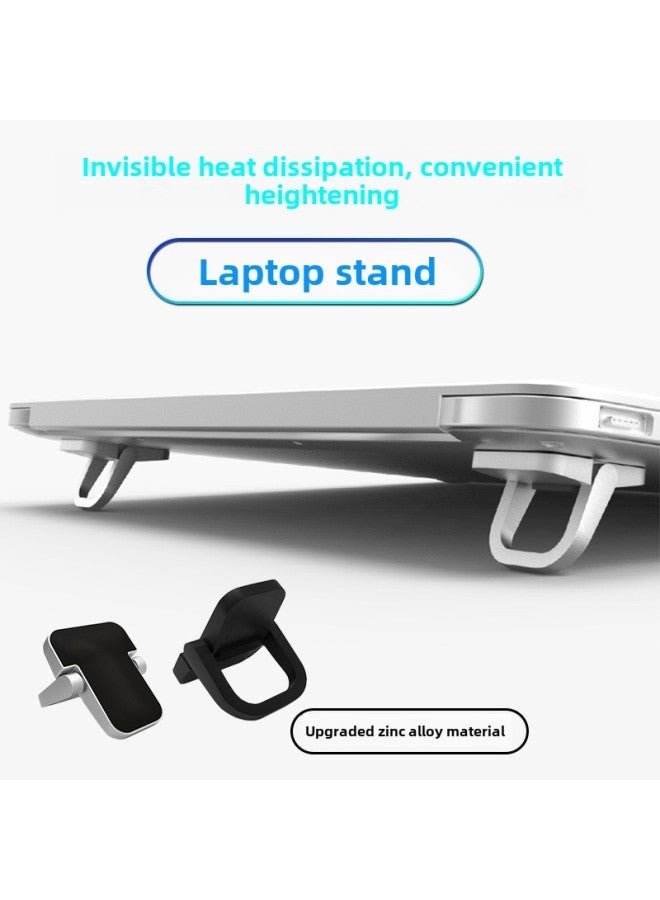 Laptop Stand Multi-level Folding Portable Base Heat Pad High Bracket Aluminum Alloy Desktop Stable Computer Stand-Color:Double Gear Black [2 Pack - Free Spare Traceless Nano Glue] - Image 5