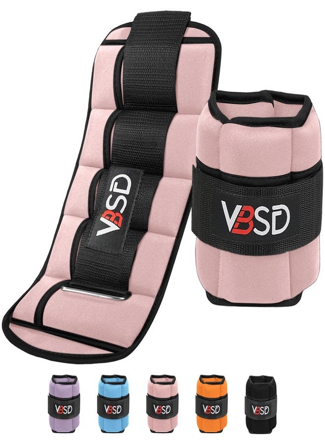 VBSD Adjustable Ankle Weights for Men Women, 10lb 1 Pair Leg Weight Straps, Weighted Ankle Weights Set for Gym, Yoga, Jogging, Walking, Aerobics, 1-5 lbs Each Ankle, 1 Pair 2-10 lbs, Pink - Image 1