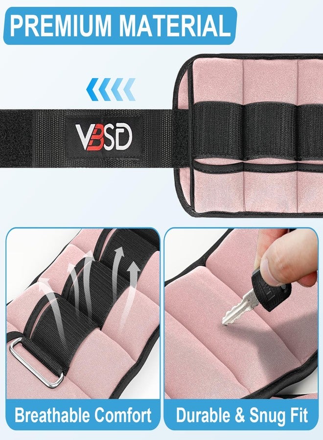 VBSD Adjustable Ankle Weights for Men Women, 10lb 1 Pair Leg Weight Straps, Weighted Ankle Weights Set for Gym, Yoga, Jogging, Walking, Aerobics, 1-5 lbs Each Ankle, 1 Pair 2-10 lbs, Pink - Image 3