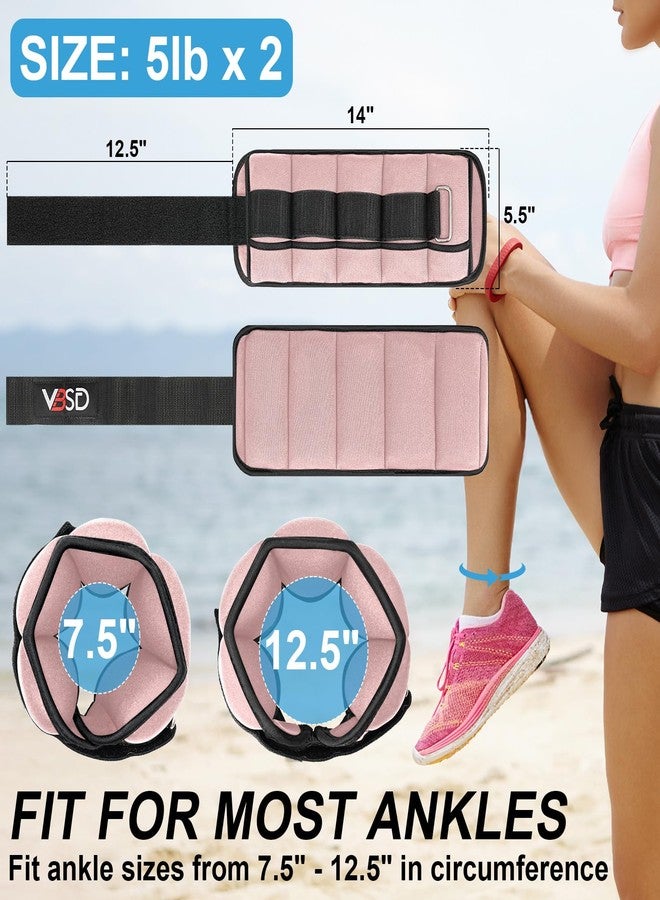 VBSD Adjustable Ankle Weights for Men Women, 10lb 1 Pair Leg Weight Straps, Weighted Ankle Weights Set for Gym, Yoga, Jogging, Walking, Aerobics, 1-5 lbs Each Ankle, 1 Pair 2-10 lbs, Pink - Image 2