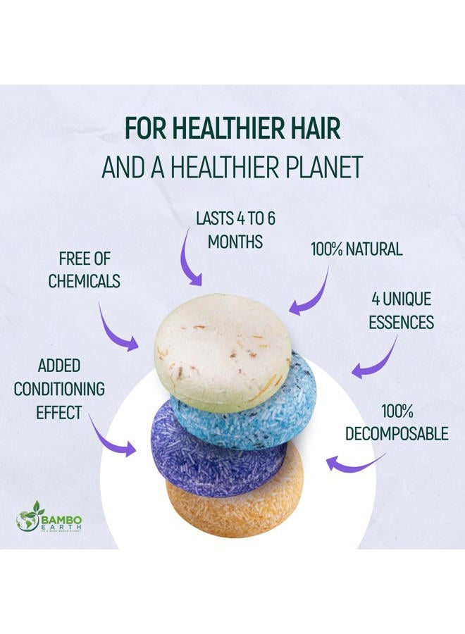BAMBOEARTH Solid Shampoo Bar And Conditioner Effect Hair Soap – 4 Pack 100% Organic Shampoo Bars For Hair With All Natural Plant Based Essential Oils And Eco Friendly Zero Waste Biodegradable Packaging - Image 2