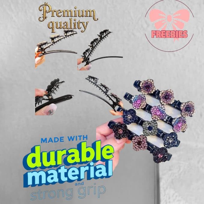FREEBIES Designer Spark Pack of 2 Multicolor Floral Hairpins | Stylish Hair Clips for Women - Image 3