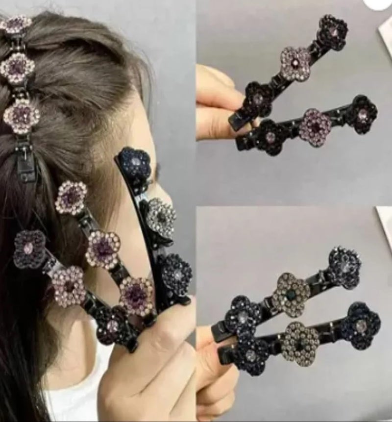 FREEBIES Designer Spark Pack of 2 Multicolor Floral Hairpins | Stylish Hair Clips for Women - Image 5