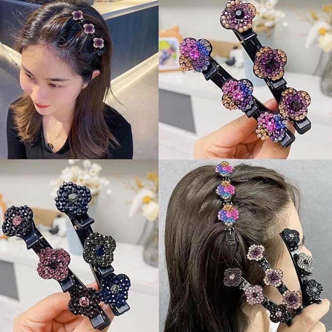 FREEBIES Designer Spark Pack of 2 Multicolor Floral Hairpins | Stylish Hair Clips for Women - Image 4