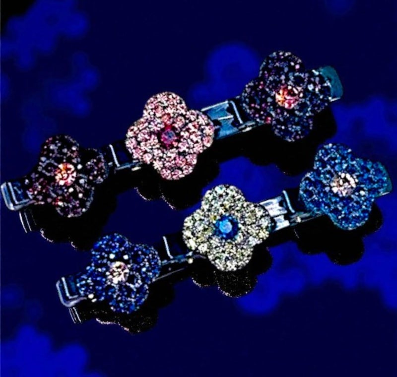 FREEBIES Designer Spark Pack of 2 Multicolor Floral Hairpins | Stylish Hair Clips for Women - Image 1