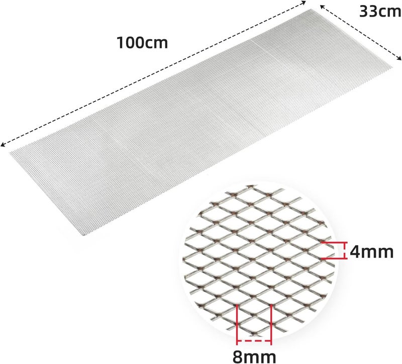 AggAuto 40"x13" Car Grill Mesh - Silver Aluminum Alloy - Image 4