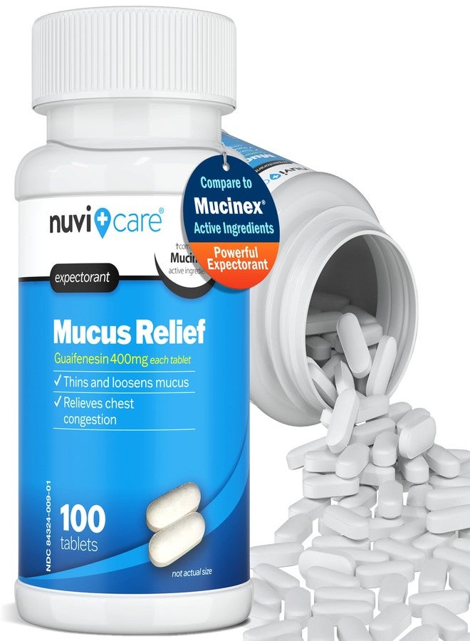 NUVICARE Expectorant Mucus Relief 400mg - Guaifenesin 400mg Tablets - Fast Chest Congestion Relief for Adults - Compare to Mucinex Tablets - Generic Mucus Clear for Phlegm and Congestion (100 Count) - Image 2