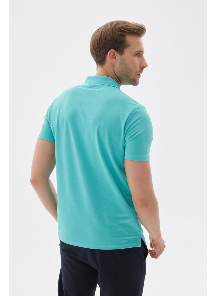 Odelon Men's Basic Polo Neck T-Shirt (Regular Fit) Water Green  - Image 4