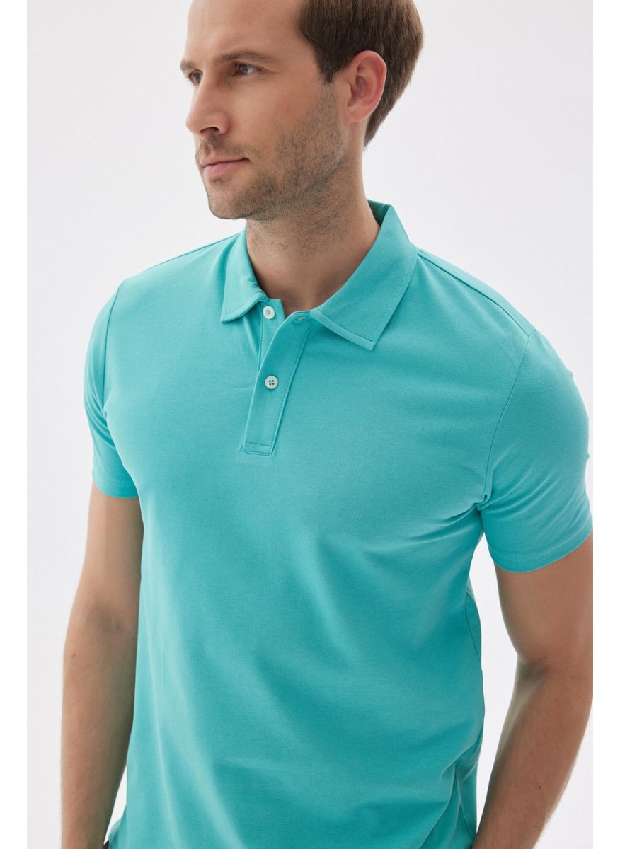 Odelon Men's Basic Polo Neck T-Shirt (Regular Fit) Water Green  - Image 3