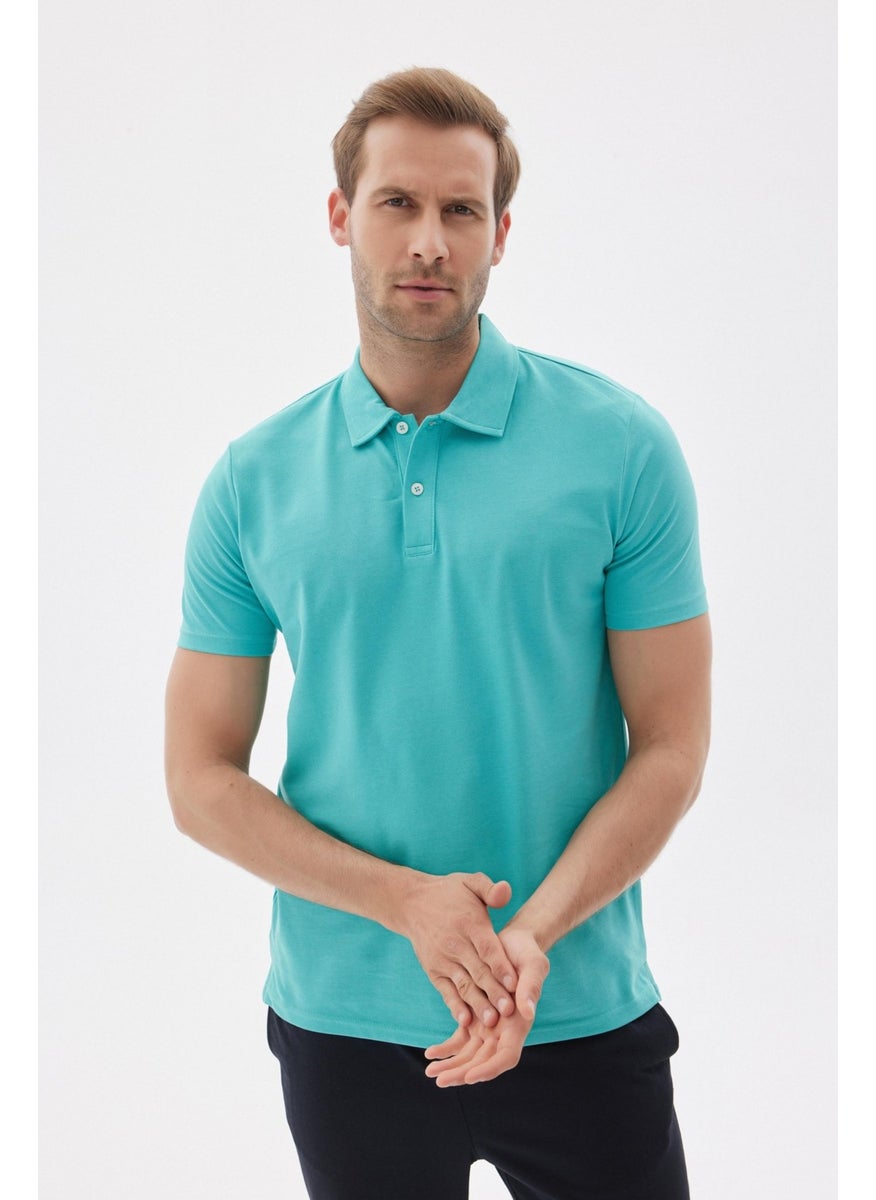 Odelon Men's Basic Polo Neck T-Shirt (Regular Fit) Water Green  - Image 2