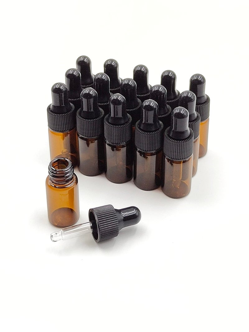 YYNGJCK 15Packs 3ml Tiny Amber Glass Mini Dropper Bottles for Essential Oils, Cosmetics, and Liquid Small Empty Travel Sample Vials with Dropper and Black Caps - Image 1