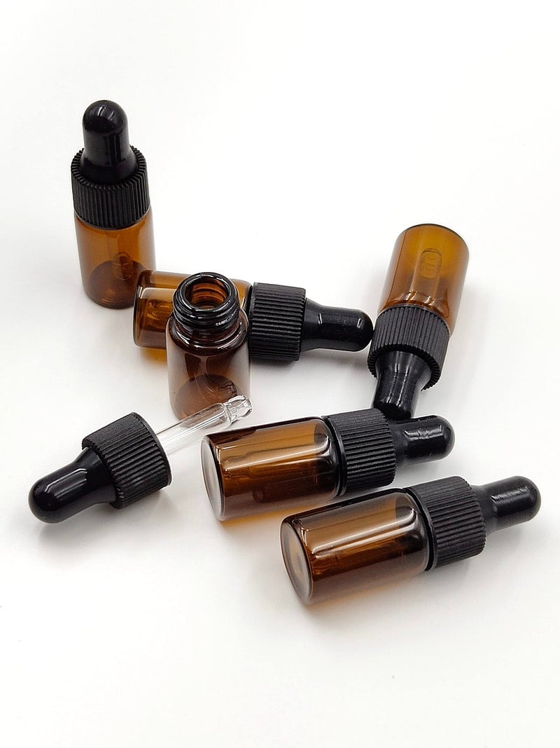 YYNGJCK 15Packs 3ml Tiny Amber Glass Mini Dropper Bottles for Essential Oils, Cosmetics, and Liquid Small Empty Travel Sample Vials with Dropper and Black Caps - Image 5