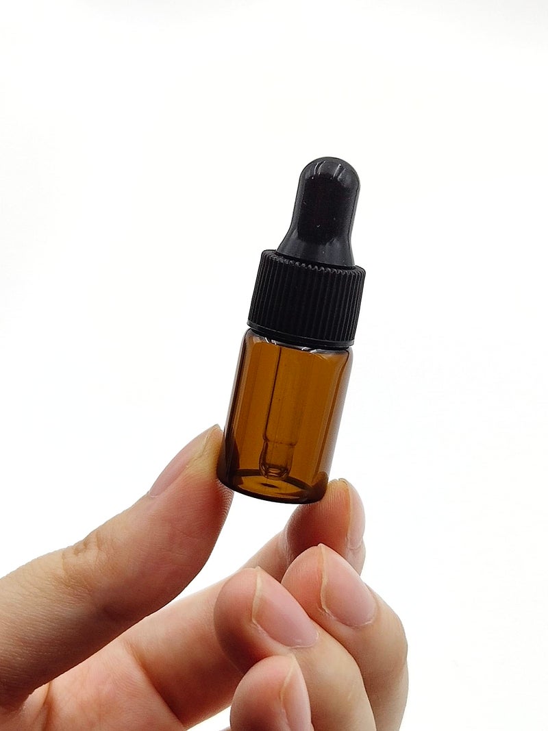 YYNGJCK 15Packs 3ml Tiny Amber Glass Mini Dropper Bottles for Essential Oils, Cosmetics, and Liquid Small Empty Travel Sample Vials with Dropper and Black Caps - Image 3