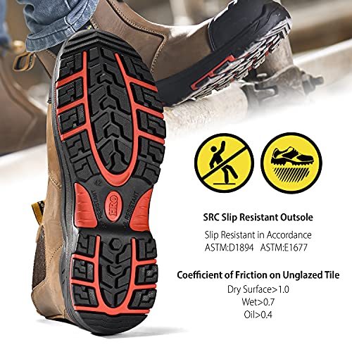 Safetoe Mens and Women Work Boots Steel Toe Chelsea Safety Boots Cow Leather Waterproof Lightweight Working Shoes - Image 3