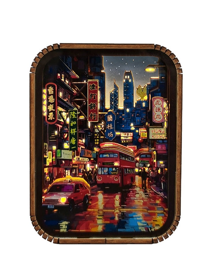 general Dunhuang wood carving lamp creative gift retro literary gift bedside, living room, bedroom, office, dining room, 3D night light decorative ornament table lamp paper carving lamp - Hong Kong Patterns - Image 1