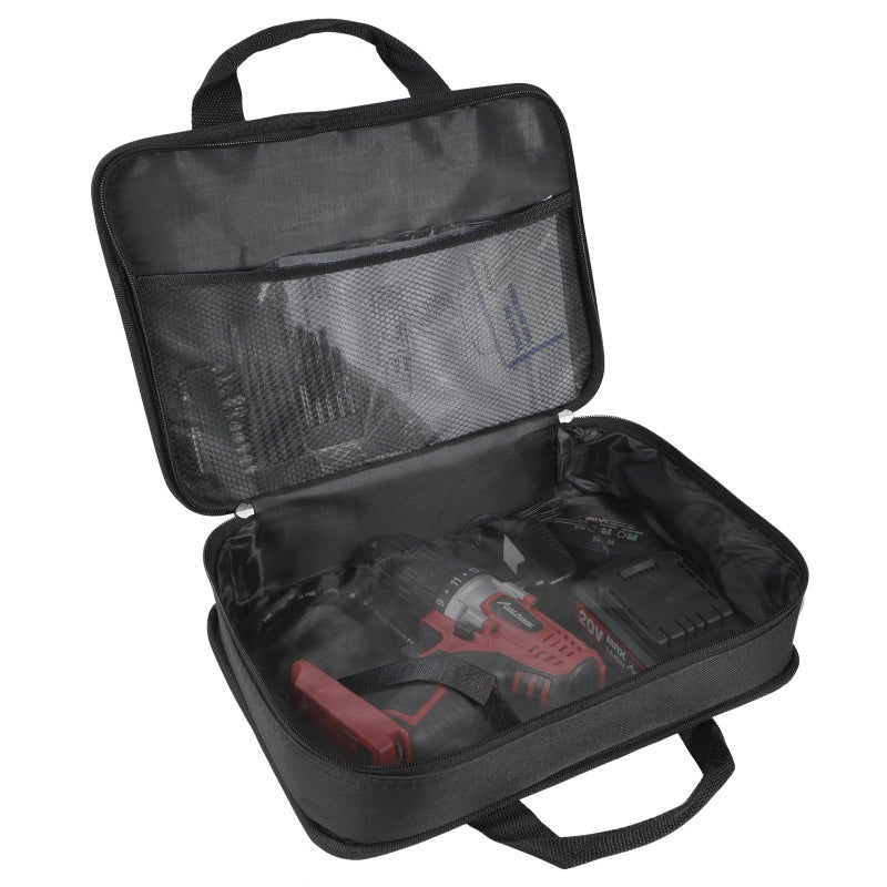 AVID POWER Tool Bag, 12 Inch Tool Storage Carrying Case, Suitable for Cordless Drill, Tire Inflator, Impact Wrench, Soft Canvas Power Tool Pouch with Mesh Dividers & Double Zipper - Image 1