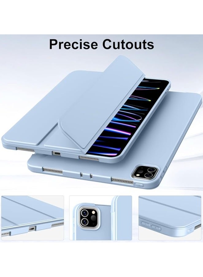 erorex Case for New iPad Pro 11 Inch Case (M4, 5th Generation 2024), Auto Sleep/Wake, Support Pencil Pro Charging, Smart Slim Lightweight Trifold Stand Protective Soft TPU Cover - Blue - Image 5