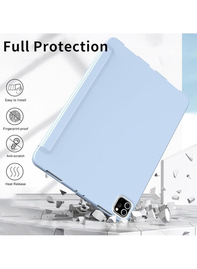 erorex Case for New iPad Pro 11 Inch Case (M4, 5th Generation 2024), Auto Sleep/Wake, Support Pencil Pro Charging, Smart Slim Lightweight Trifold Stand Protective Soft TPU Cover - Blue - Image 4
