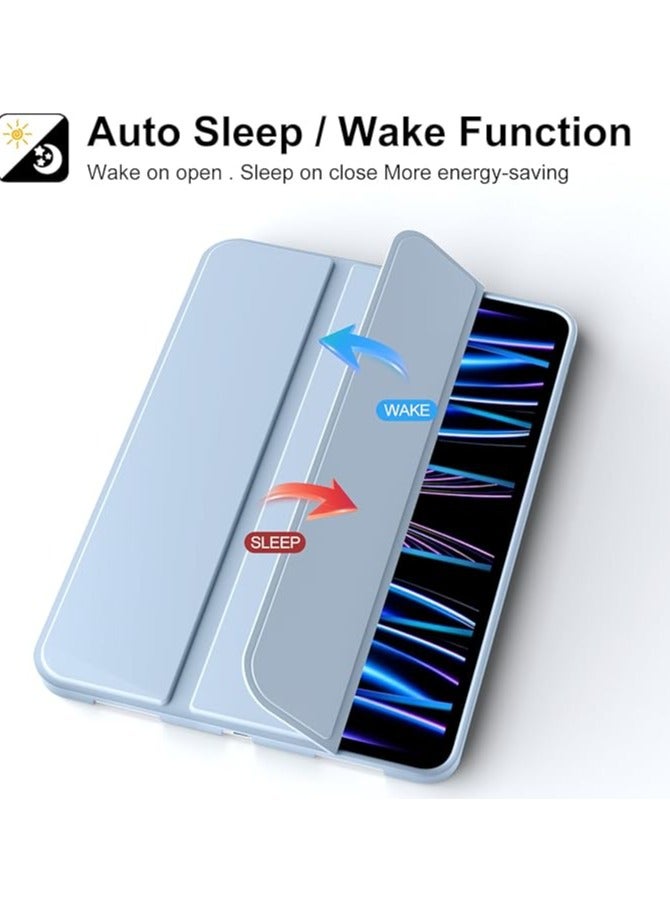erorex Case for New iPad Pro 11 Inch Case (M4, 5th Generation 2024), Auto Sleep/Wake, Support Pencil Pro Charging, Smart Slim Lightweight Trifold Stand Protective Soft TPU Cover - Blue - Image 3