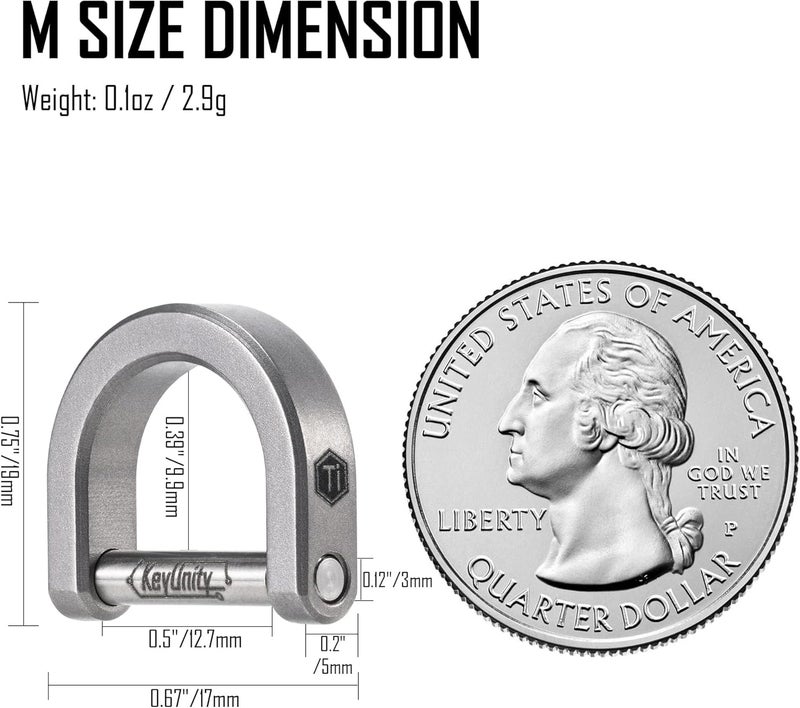 KeyUnity Titanium Silver D Ring Key Shackle - U-Shaped Key Ring Horseshoe Clasp for Car Keys - Image 2