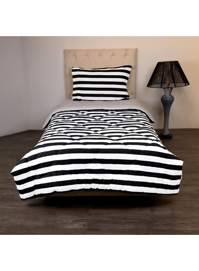 Home Box Malta 2-Pieces Stripe Printed Cotton Twin Comforter Set 220 x 160 cm