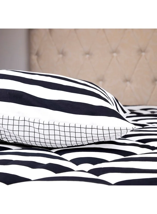 Home Box Malta 2-Pieces Stripe Printed Cotton Twin Comforter Set 220 x 160 cm
