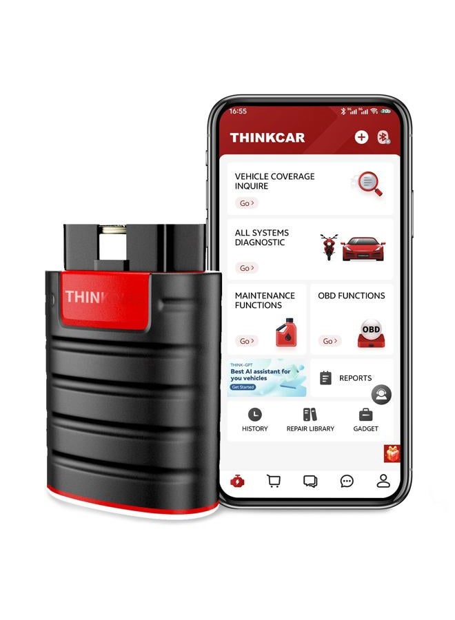 THINKCAR Thinkdiag OBD2 Scanner Bluetooth, All System Bidirectional scan Tool OE Level Diagnostic Tools with ECU Coding,15+ Service Functions All Software 1 Year Free fits for iPhone & Android - Image 1