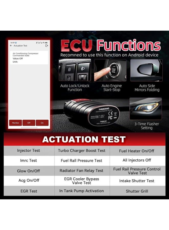 THINKCAR Thinkdiag OBD2 Scanner Bluetooth, All System Bidirectional scan Tool OE Level Diagnostic Tools with ECU Coding,15+ Service Functions All Software 1 Year Free fits for iPhone & Android - Image 5