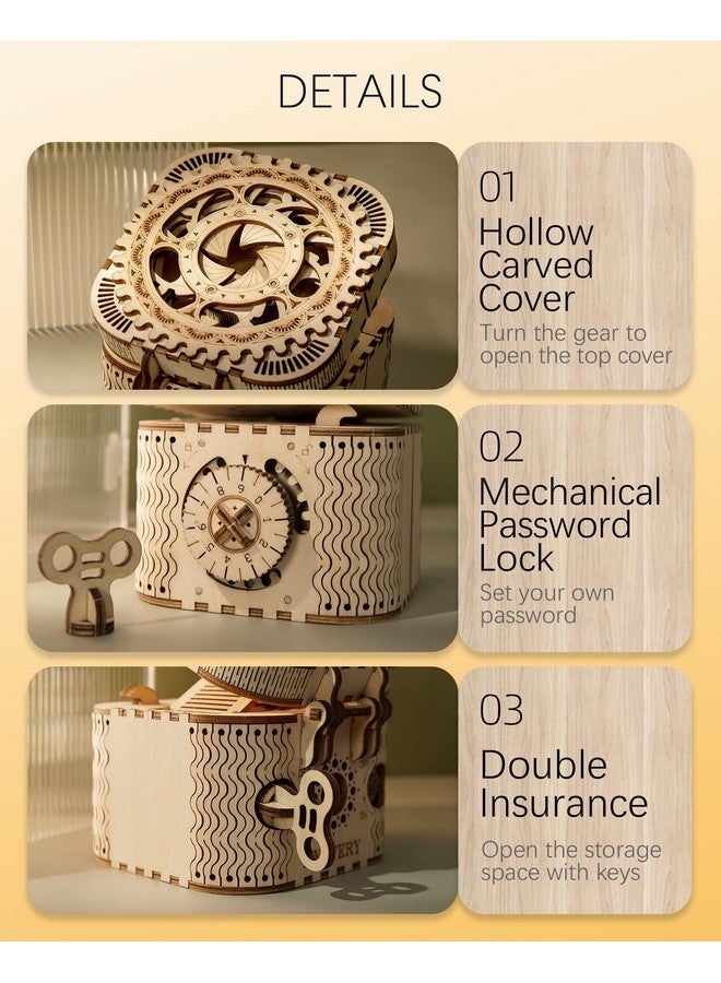 ROKR 3D Assembly Wooden Puzzle Diy Crafts Kit Fun Creative Diy Toy Treasure Box Brain Teaser Mechanical Engineering Model Building Kits Educational Toy Birthday Gift For Adults And Kids Age 14+ - Image 5