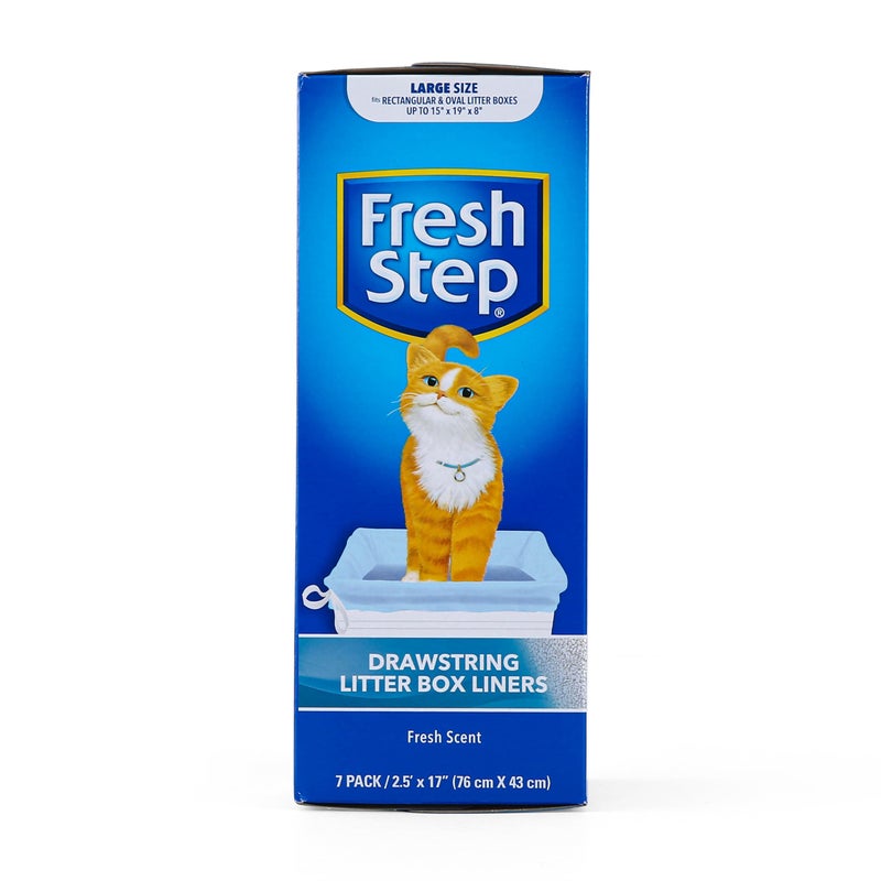 Fresh Step Drawstring Cat Litter Box Liners, Fresh Scent - Kitty Litter Bags for Rectangle or Oval Large Litterboxes, Size Large, 30" x 17" - 7 Count - Image 2