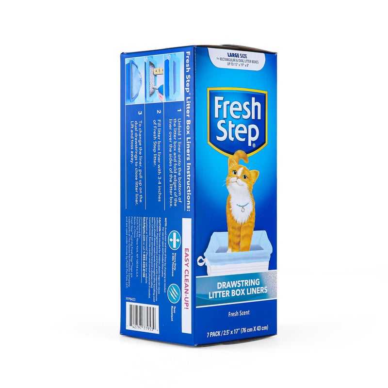 Fresh Step Drawstring Cat Litter Box Liners, Fresh Scent - Kitty Litter Bags for Rectangle or Oval Large Litterboxes, Size Large, 30" x 17" - 7 Count - Image 3