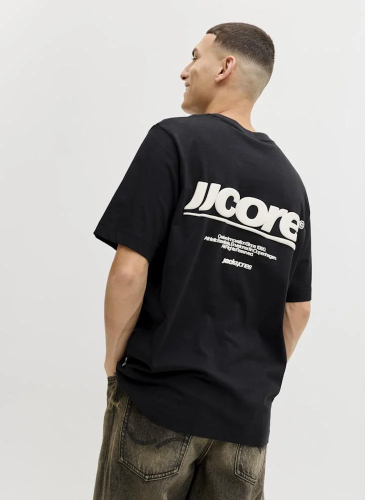 JACK & JONES Black Logo Crew Neck T-Shirt for Men | Best Price UAE