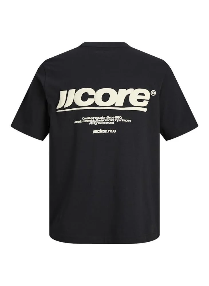 JACK & JONES Black Logo Crew Neck T-Shirt for Men | Best Price UAE