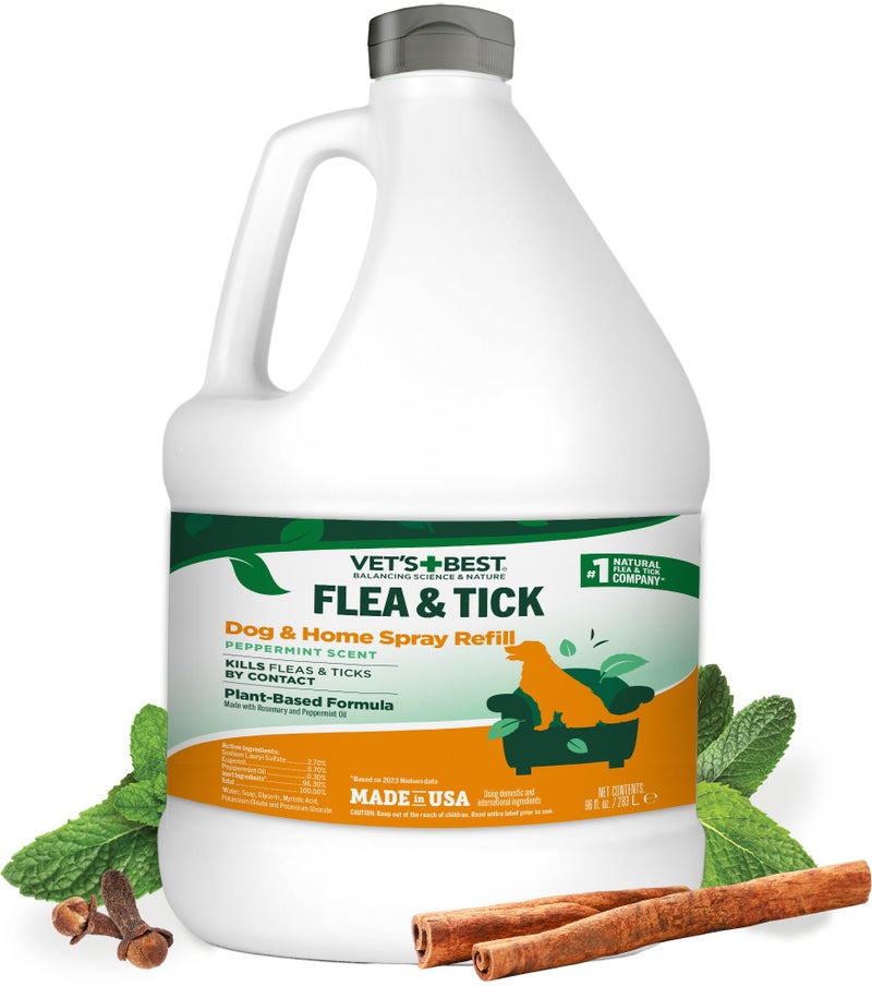 Vet's Best Vetâ€™s Best Flea and Tick Home Spray â€“ Plant-Based Flea and Tick Treatment for Dogs and Indoor Use â€“ Natural Essential Oil Spray for Flea Control in The Home â€“ Made in USA â€“ 96 oz Refill - Image 1