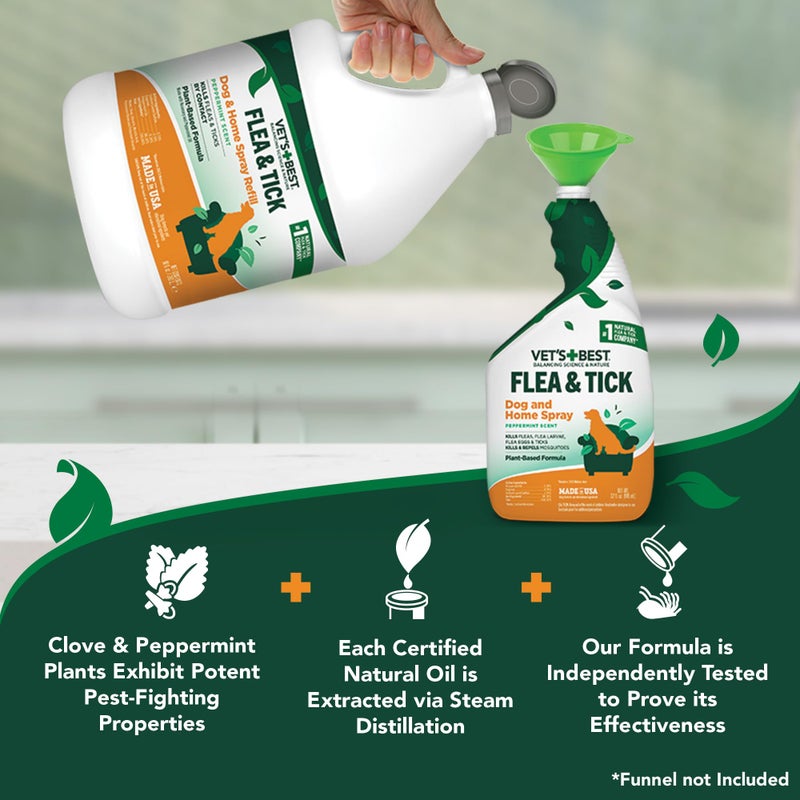 Vet's Best Vetâ€™s Best Flea and Tick Home Spray â€“ Plant-Based Flea and Tick Treatment for Dogs and Indoor Use â€“ Natural Essential Oil Spray for Flea Control in The Home â€“ Made in USA â€“ 96 oz Refill - Image 3